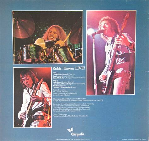 ROBIN TROWER Live! 12" Rock Blues-Rock LP Vinyl Album Cover Gallery & Information #vinylrecords