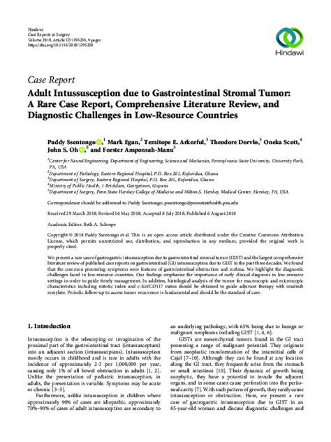 Pdf Adult Intussusception Due To Gastrointestinal Stromal Tumor A Rare Case Report