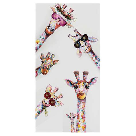 Canvas Art Modern Abstract Paint - Colorful Giraffe Family V2 (Canvas ...