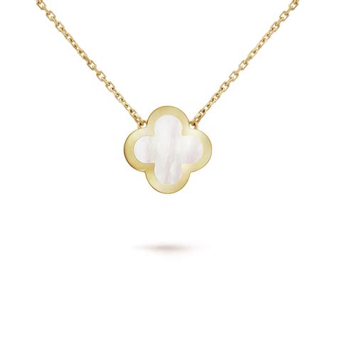 Small Mother Of Pearl Four Leaf Clover Pendant 18K Van Cleef Pendant