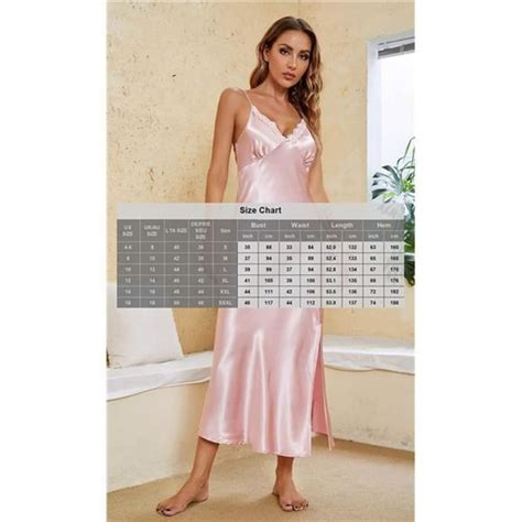 Intimates Sleepwear Women Silk Satin Nightgown Sexy Lace Chemise Lingerie Long Sleepdress