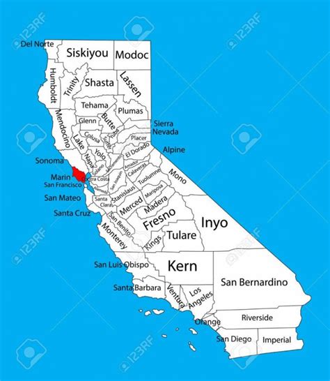 Marin County (California, United States Of America) Vector Map - Marin ...