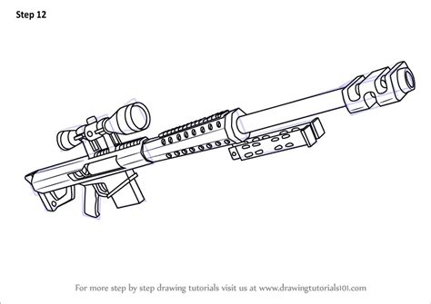 How To Draw Heavy Sniper Rifle From Fortnite Fortnite Step By Step