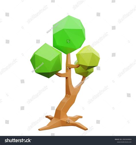 Tree Low Poly 3d Rendering Isolated Stock Illustration 2065004804