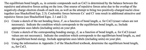 The Equilibrium Bond Length Do In Ceramic Compounds Chegg