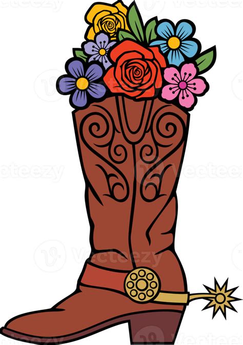 Botas Vaqueras Con Flores Png Ilustración 8513832 Png