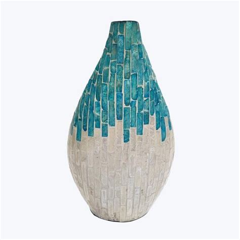 Blue And White Capiz Mosaic Vase Wilford Lee Home Accents