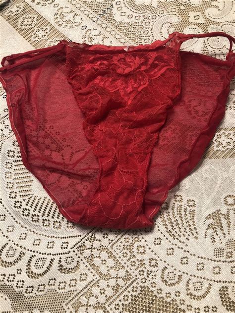 Vtg Sheer Red Sheer Double String Bikini Panty Size Gem