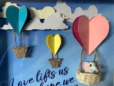Love Hearts Hot Air Balloon Shadow Box Etsy