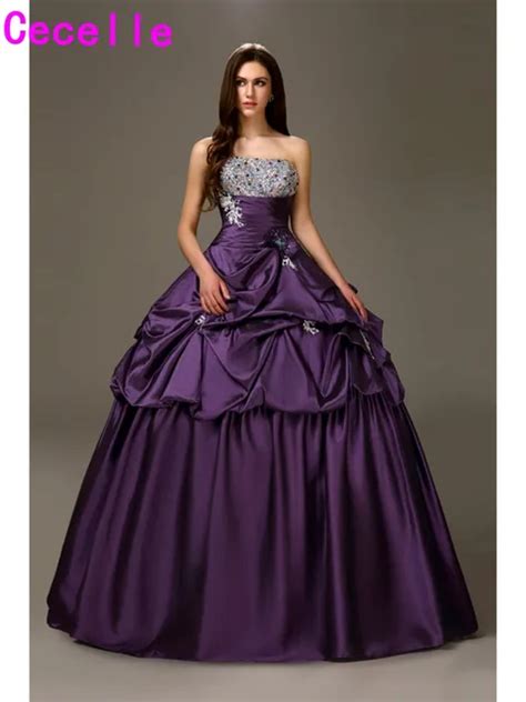 2017 Classic Long Purple Princess Quinceanera Dresses Sweetheart Beaded