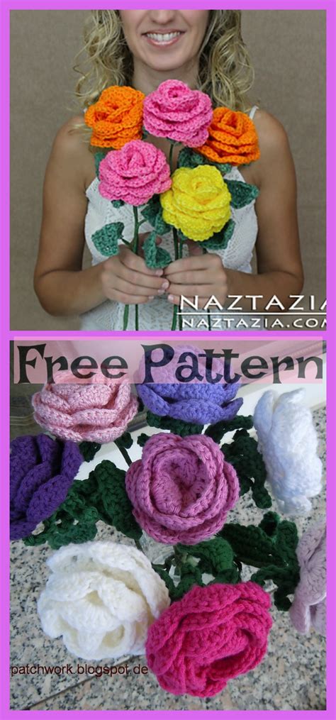 8 Pretty Crochet Flower Bouquets Free Patterns DIY 4 EVER