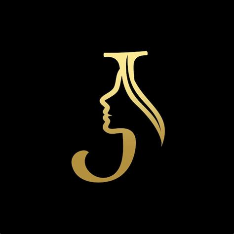 Lettre J Beauté Femmes Visage Logo Design Vecteur Premium