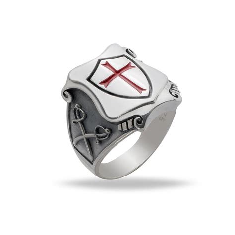 Knights Templar Masonic Tempelritter Cross Silver 925 Ring Red Etsy UK