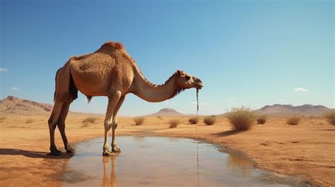 Premium AI Image | Camel drinking water desert sahara stock photo Ai ...