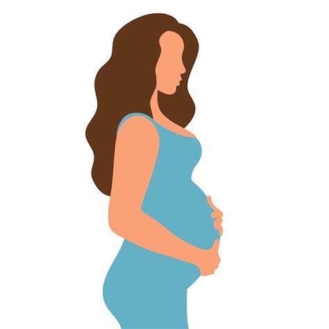 Premium Vector Pregnant Woman With A Big Belly Girl With Long Hair