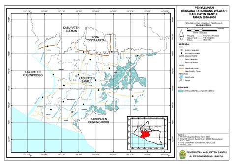 Peta Rtrw Kabupaten Bantul Rencana Kawasan Pertanian Lahan