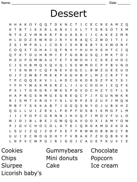 Dessert Word Search WordMint