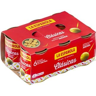 Aceitunas rellenas de anchoa Clásicas pack 6 lata 50 g neto escurrido