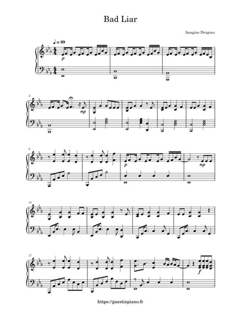 Bad Liar - Imagine Dragons Sheet music for Piano (Solo) | Musescore.com