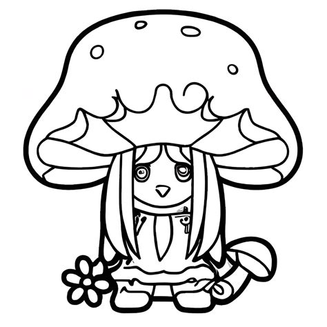 Cute Mushroom Gnome Coloring Page · Creative Fabrica