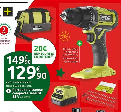 Promo Perceuse Visseuse Compacte Sans Fil 18 V Chez Mr Bricolage