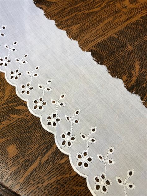 Vintage Fabric Wide Eyelet Trim White Cotton 12 Yards Etsy