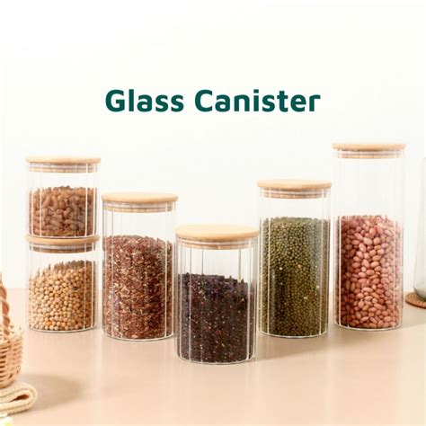 Jual Toples Kaca Lebaran Glass Canister Toples Kaca Tutup Kayu