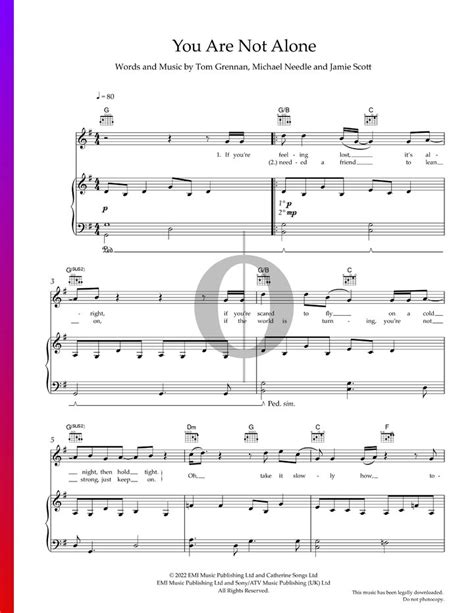 You Are Not Alone (Tom Grennan) Piano Sheet Music - OKTAV