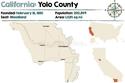 Yolo County, California Map Vector Stock Vector - Illustration of ...