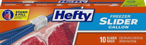 Hefty Slider Gallon Freezer Bags Gallon Size 10 Count