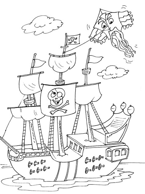 Coloriage Bateau Pirate Transport Dessin Colorier