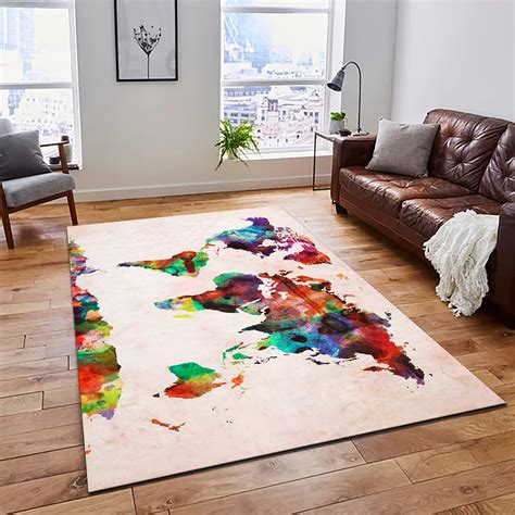 World Map Rug, Colorful World Map Rug, Map Rug, World Map, Design ...