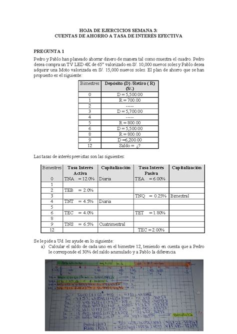 HOJA DE Ejercicios 3 Tarea de Matemática financiera HOJA DE