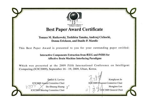 Best Paper Award Certiﬁcate Free Download