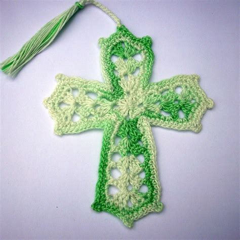 Crochet Cross Tassled Bookmark Mint Green And White By Blvblankets