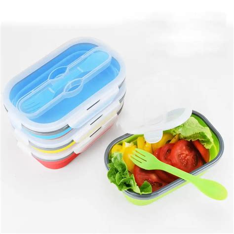 Silicone Lunch Box Collapsible Lunchbox Portable Bento Box Folding