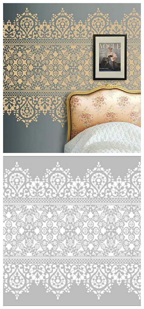 Lace Wall Stencil for Stunning Living Room Decor