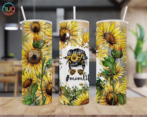 Sunflower Momlife 20oz Skinny Tumbler Sunflower Tumbler Sublimation