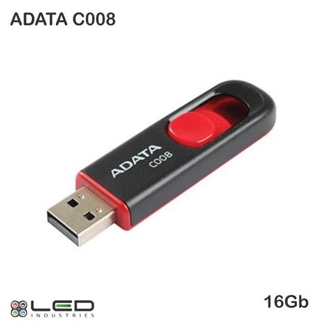 Adata 16GB C008 USB 2.0 Flash Drive - Black and Red | LED Industries