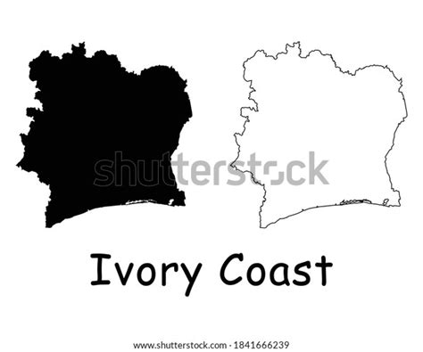 Ivory Coast Country Map Black Silhouette Stock Vector Royalty Free