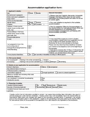 Fillable Online Accommodation Application Form Fax Email Print