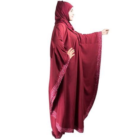 Burqa Plain Modest City Maroon Crepe Islamic Farasha Size Free Size