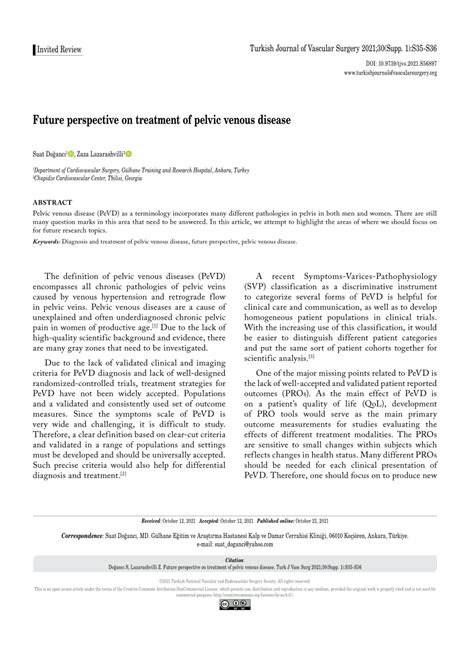 Pdf Future Perspective On Treatment Of Pelvic Venous Disease