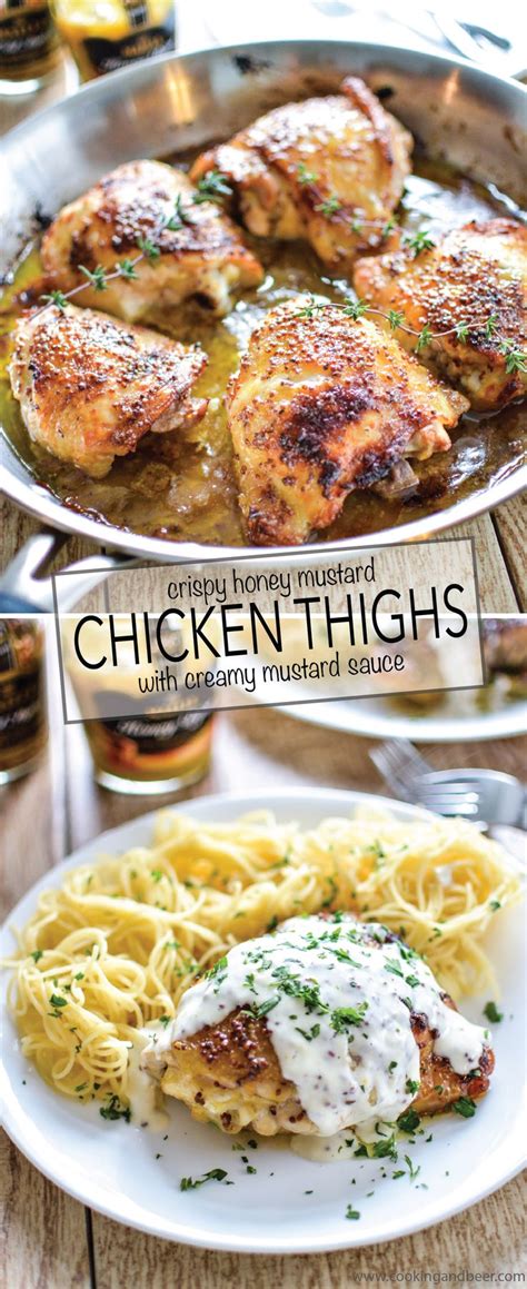 Crispy Honey Mustard Chicken Thighs With Creamy Mustard Sauce Recipe