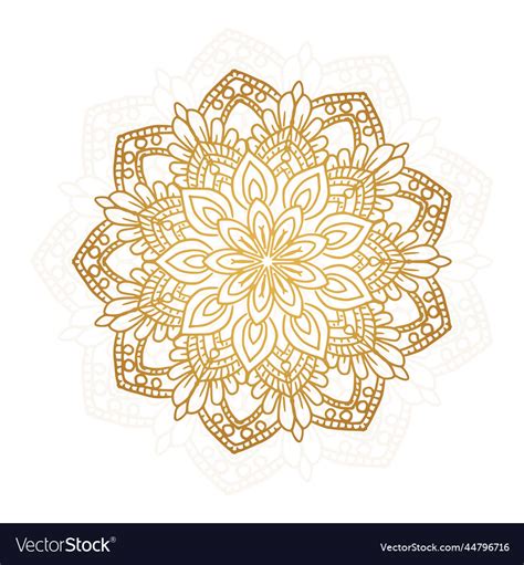 Decorative Golden Mandala On White Background Vector Image