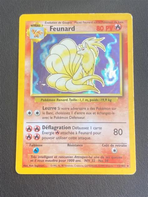 CARTE POKEMON FR Set De Base Feunard 12 102 Holo Tbe EUR 24 90