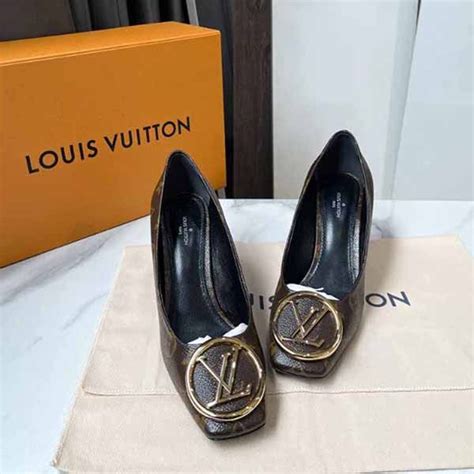 Giày Cao Gót Nữ Louis Vuitton LV Brown Coated Canvas Madeleine Pumps