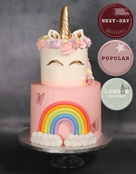 2 Tier Rainbow Unicorn Cake Freddies Cakeshop