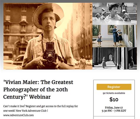 VIVIAN MAIER Webinar 6 17 Via NY Adventure Club The Art And Writing