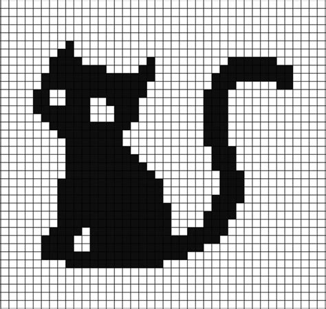 A Pixel Art Template Of A Cat S Silhouette Shape Of Entire Body Sat Down Looking At You Cool